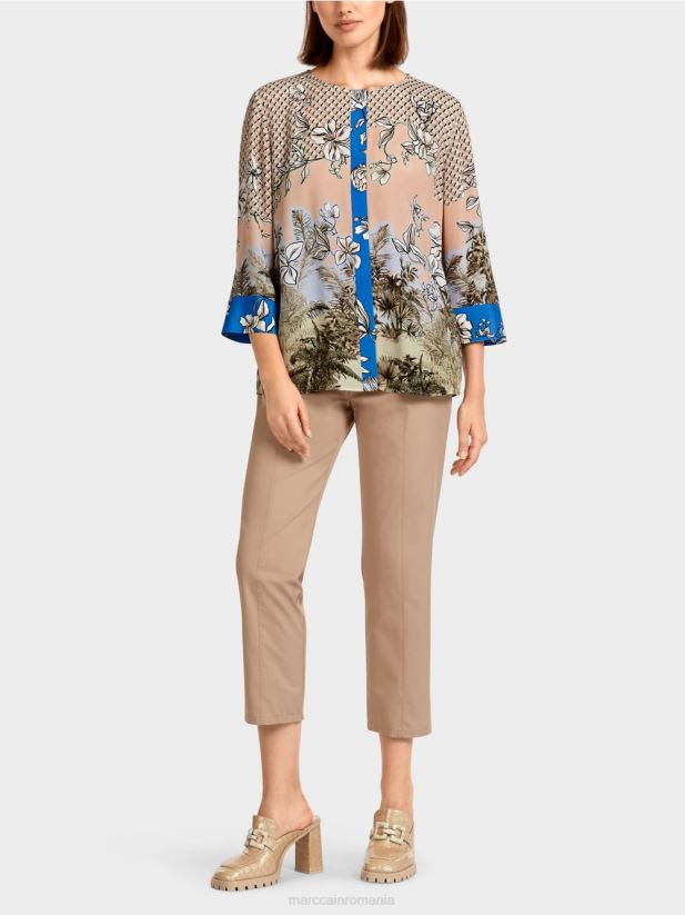 top elegant în stil bluză în amestec de modele Marc Cain bronz strălucitor îmbrăcăminte 4826HH966