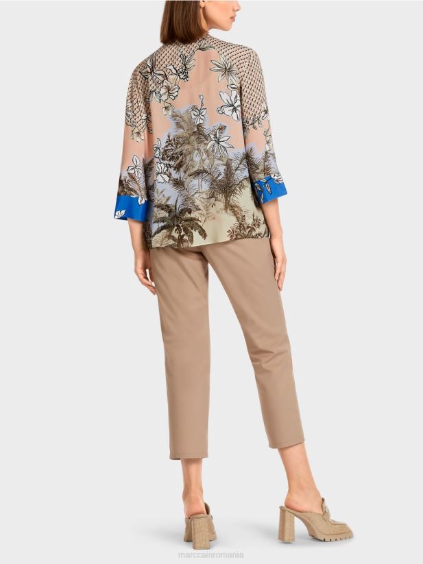top elegant în stil bluză în amestec de modele Marc Cain bronz strălucitor îmbrăcăminte 4826HH966