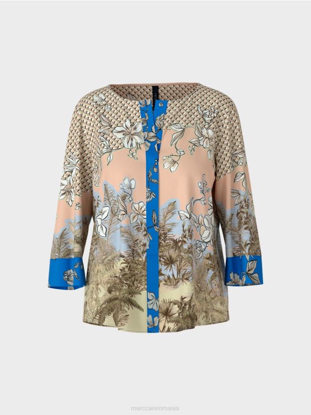 top elegant în stil bluză în amestec de modele Marc Cain bronz strălucitor îmbrăcăminte 4826HH966