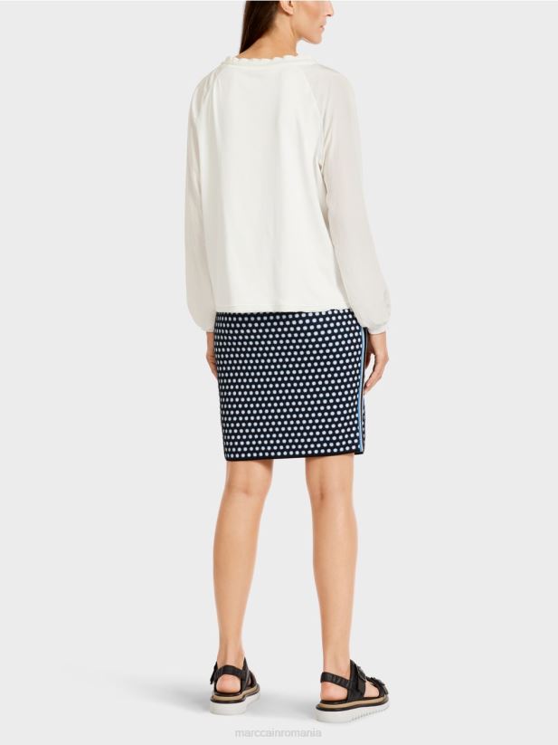 top în stil bluză cu amestec de materiale Marc Cain aproape alb îmbrăcăminte 4826HH992
