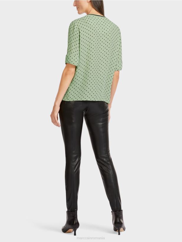 top în stil bluză cu buline Marc Cain menta pudra îmbrăcăminte 4826HH1014