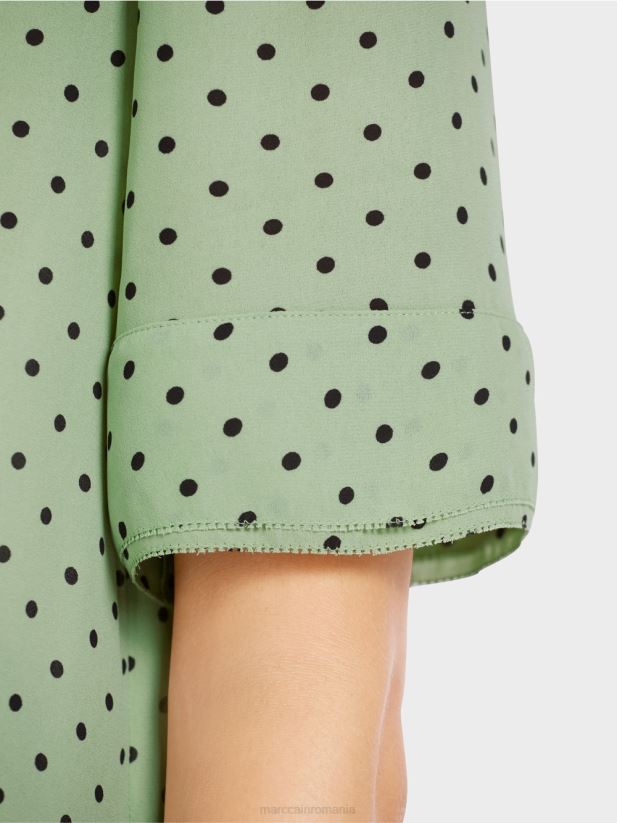 top în stil bluză cu buline Marc Cain menta pudra îmbrăcăminte 4826HH1014