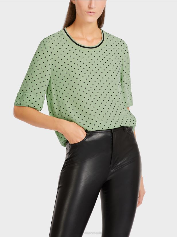 top în stil bluză cu buline Marc Cain menta pudra îmbrăcăminte 4826HH1014