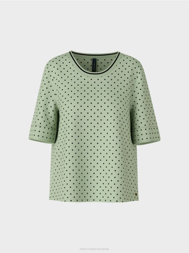 top în stil bluză cu buline Marc Cain menta pudra îmbrăcăminte 4826HH1014
