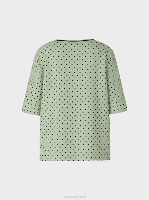 top în stil bluză cu buline Marc Cain menta pudra îmbrăcăminte 4826HH1014