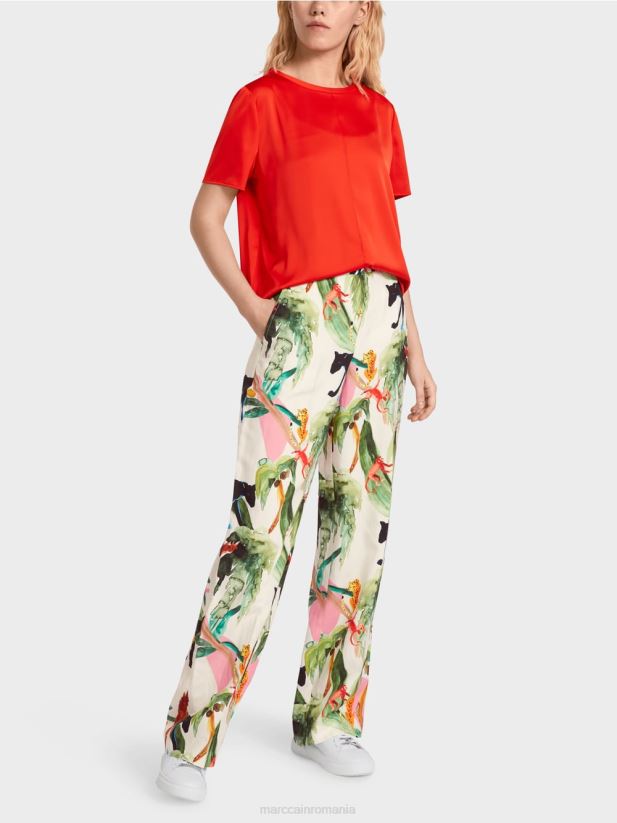 top în stil bluză cu cusătură centrală Marc Cain Rosu ca focul îmbrăcăminte 4826HH929