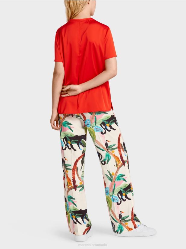 top în stil bluză cu cusătură centrală Marc Cain Rosu ca focul îmbrăcăminte 4826HH929