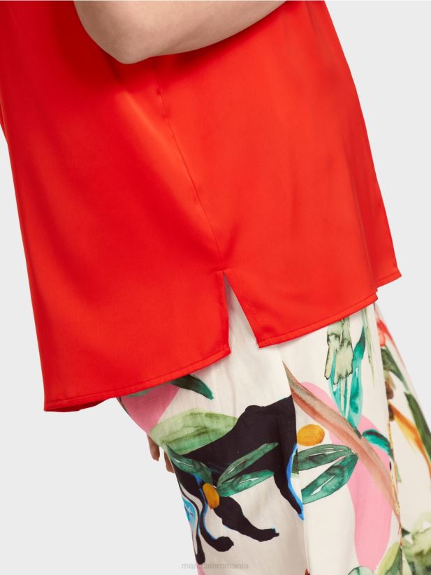 top în stil bluză cu cusătură centrală Marc Cain Rosu ca focul îmbrăcăminte 4826HH929