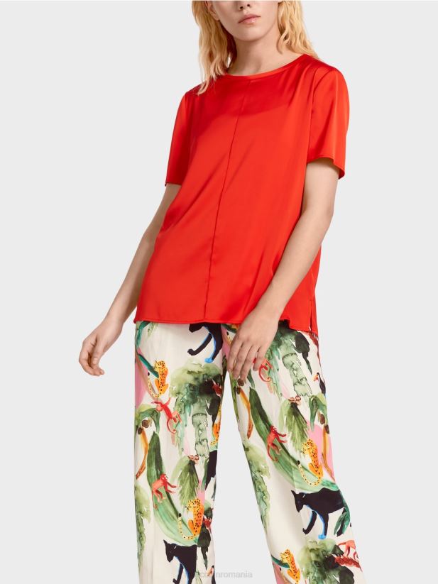 top în stil bluză cu cusătură centrală Marc Cain Rosu ca focul îmbrăcăminte 4826HH929