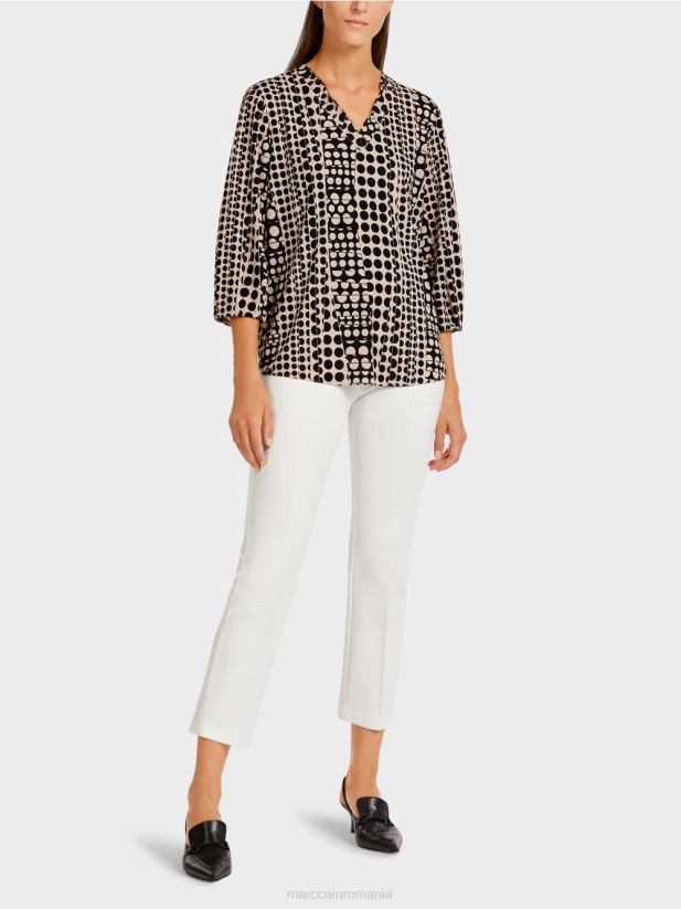 top în stil bluză cu decolteu în V Marc Cain negru îmbrăcăminte 4826HH1013