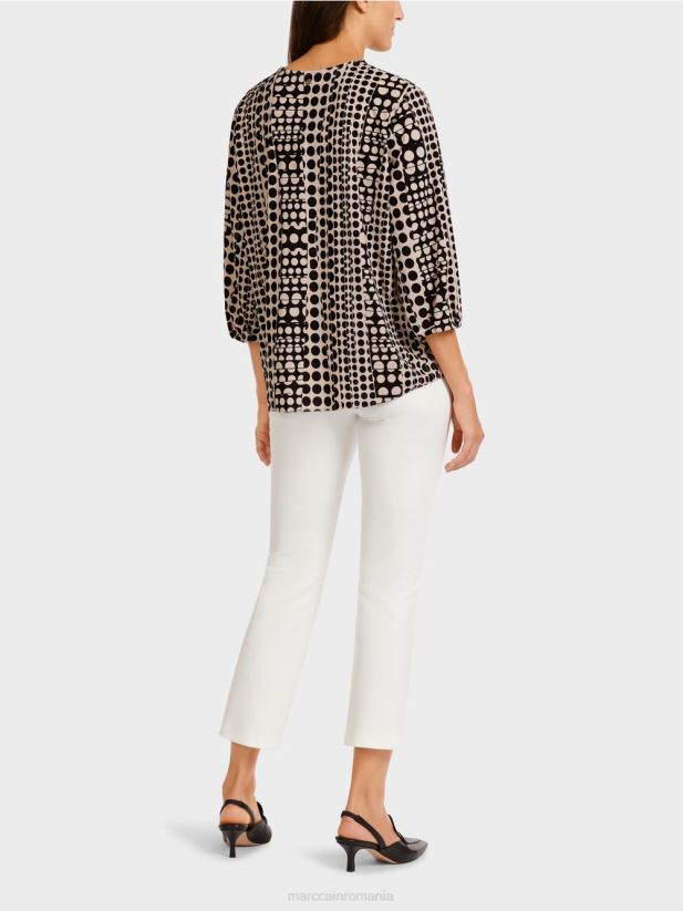 top în stil bluză cu decolteu în V Marc Cain negru îmbrăcăminte 4826HH1013