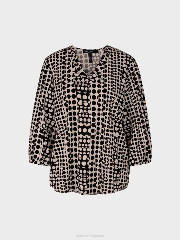 top în stil bluză cu decolteu în V Marc Cain negru îmbrăcăminte 4826HH1013