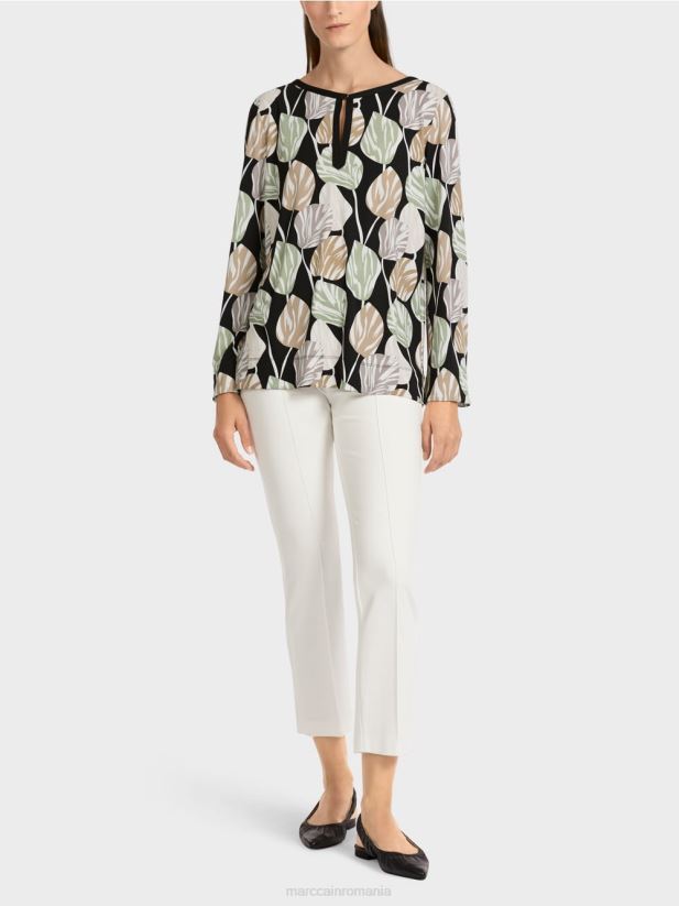 top în stil bluză cu mâneci lungi Marc Cain menta pudra îmbrăcăminte 4826HH1007