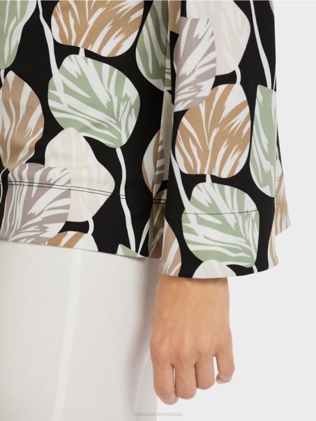 top în stil bluză cu mâneci lungi Marc Cain menta pudra îmbrăcăminte 4826HH1007