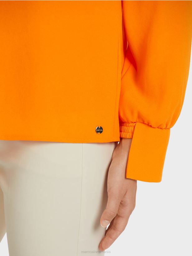 top în stil bluză cu pliuri Marc Cain portocaliu limpede îmbrăcăminte 4826HH1019
