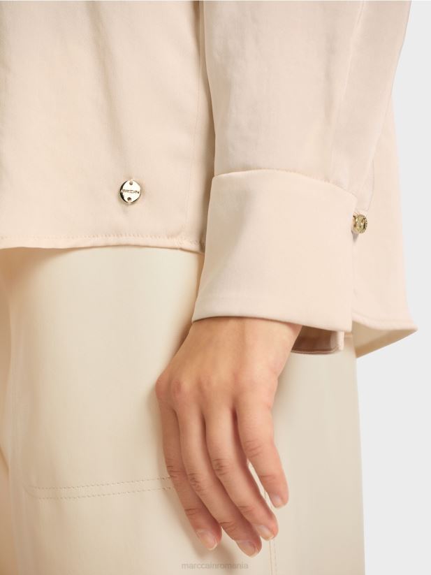 top în stil bluză de culoare uni Marc Cain cremă îmbrăcăminte 4826HH1004