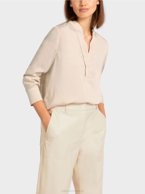 top în stil bluză de culoare uni Marc Cain cremă îmbrăcăminte 4826HH1004