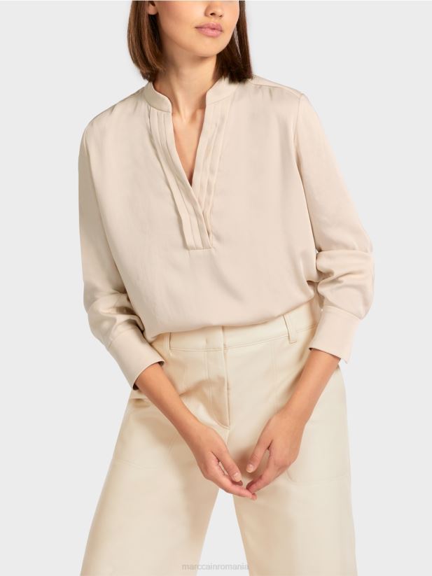 top în stil bluză de culoare uni Marc Cain cremă îmbrăcăminte 4826HH1004
