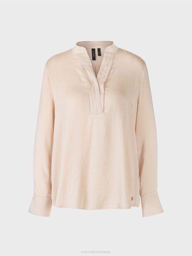 top în stil bluză de culoare uni Marc Cain cremă îmbrăcăminte 4826HH1004