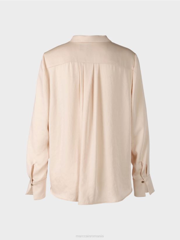 top în stil bluză de culoare uni Marc Cain cremă îmbrăcăminte 4826HH1004