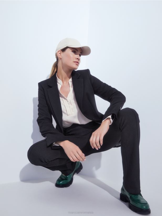 top în stil bluză de culoare uni Marc Cain cremă îmbrăcăminte 4826HH1004