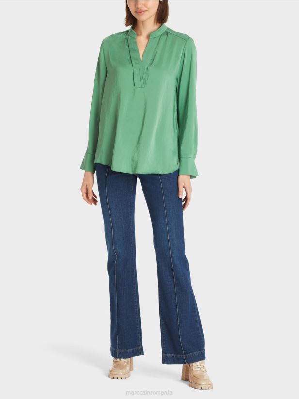 top în stil bluză de culoare uni Marc Cain mușchi verde îmbrăcăminte 4826HH1003