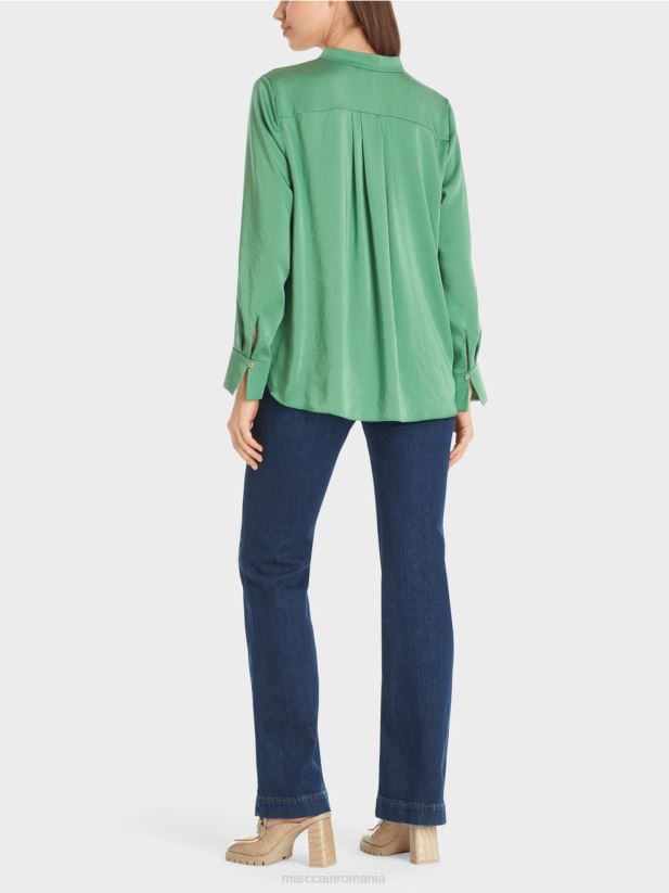 top în stil bluză de culoare uni Marc Cain mușchi verde îmbrăcăminte 4826HH1003