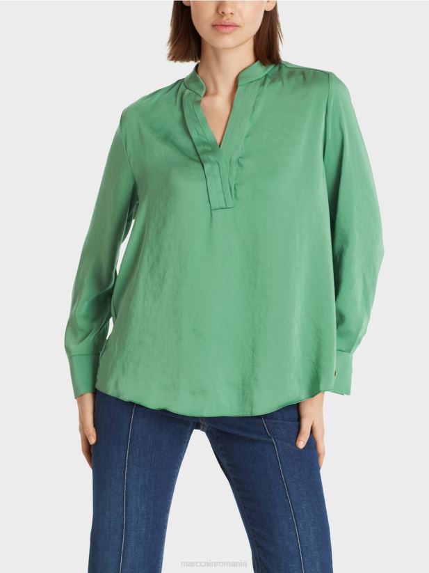 top în stil bluză de culoare uni Marc Cain mușchi verde îmbrăcăminte 4826HH1003