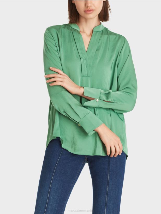 top în stil bluză de culoare uni Marc Cain mușchi verde îmbrăcăminte 4826HH1003