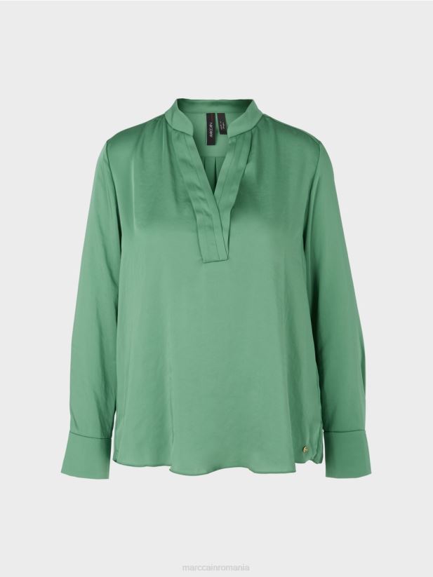 top în stil bluză de culoare uni Marc Cain mușchi verde îmbrăcăminte 4826HH1003