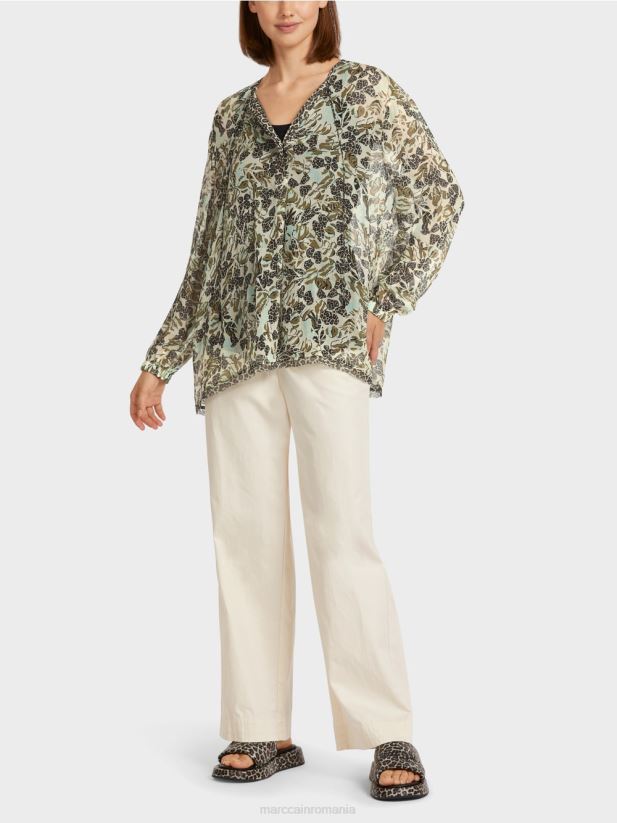 top în stil bluză din crep de viscoză Marc Cain luminator moale îmbrăcăminte 4826HH981