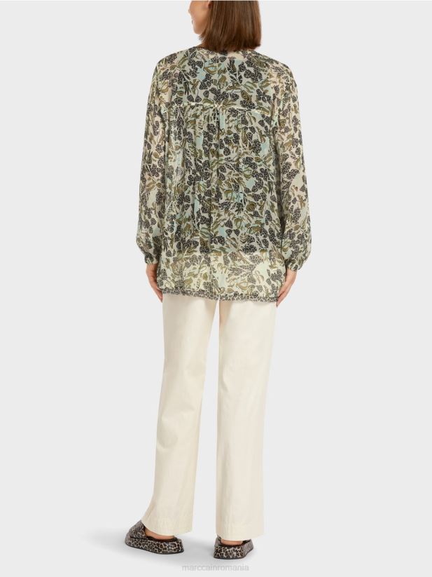 top în stil bluză din crep de viscoză Marc Cain luminator moale îmbrăcăminte 4826HH981