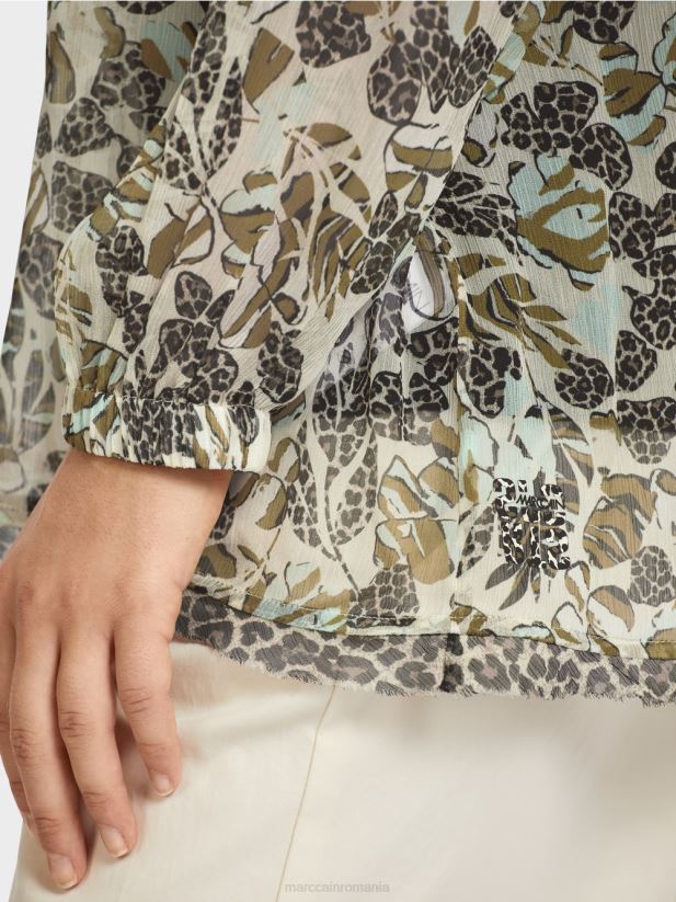 top în stil bluză din crep de viscoză Marc Cain luminator moale îmbrăcăminte 4826HH981