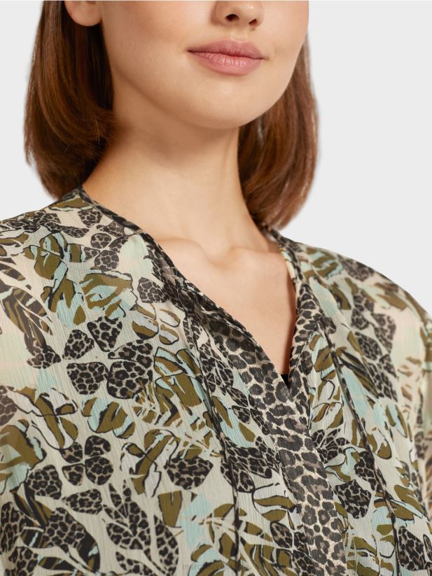 top în stil bluză din crep de viscoză Marc Cain luminator moale îmbrăcăminte 4826HH981