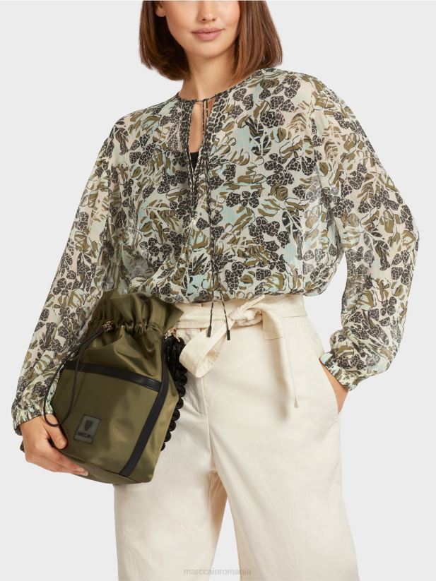 top în stil bluză din crep de viscoză Marc Cain luminator moale îmbrăcăminte 4826HH981