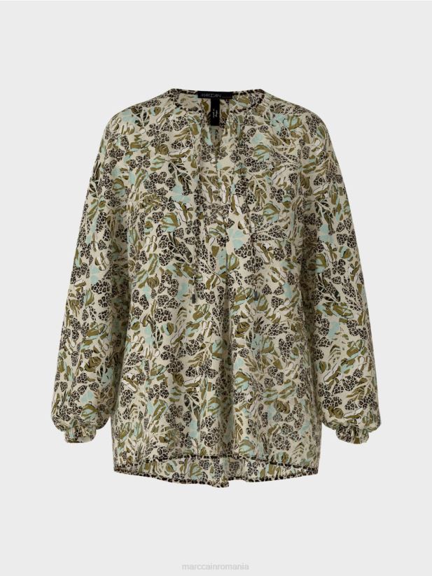 top în stil bluză din crep de viscoză Marc Cain luminator moale îmbrăcăminte 4826HH981