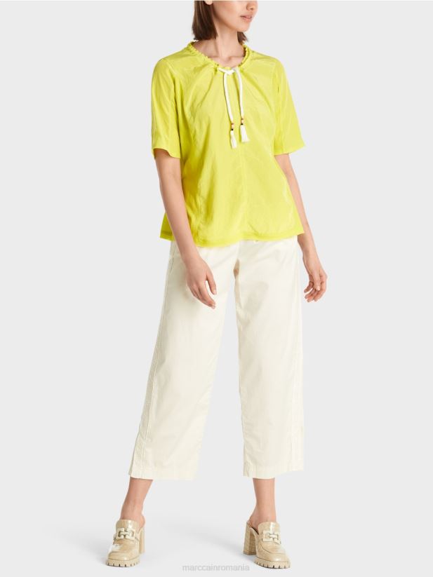 top în stil bluză într-un amestec de materiale Marc Cain var usor îmbrăcăminte 4826HH935