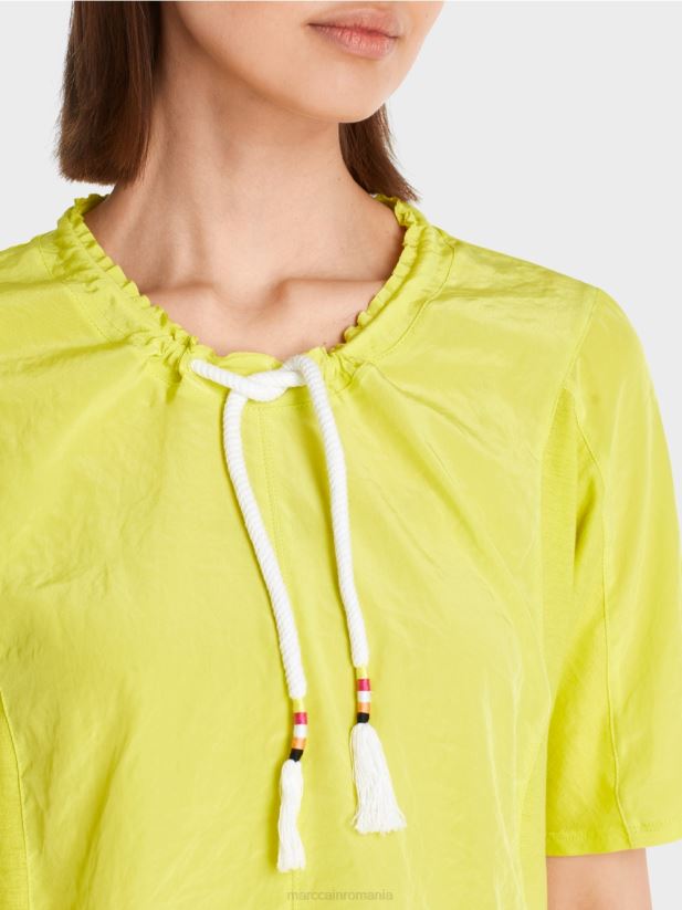 top în stil bluză într-un amestec de materiale Marc Cain var usor îmbrăcăminte 4826HH935