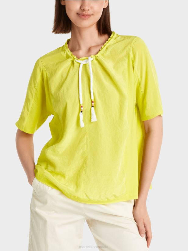 top în stil bluză într-un amestec de materiale Marc Cain var usor îmbrăcăminte 4826HH935