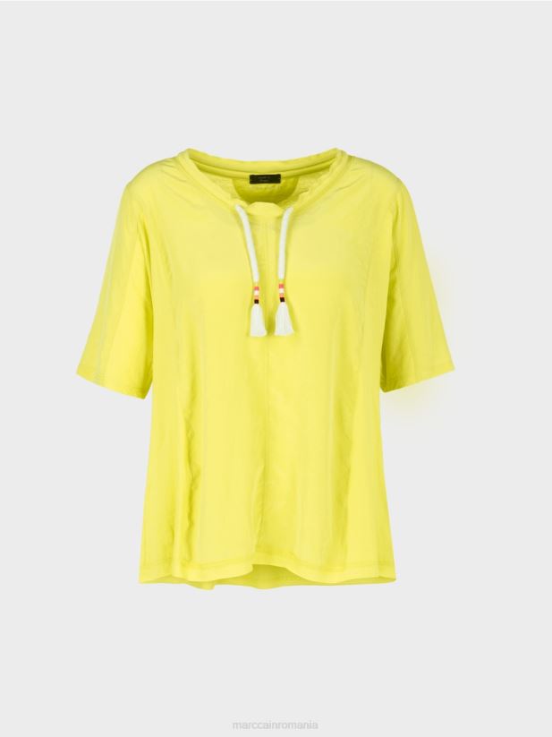 top în stil bluză într-un amestec de materiale Marc Cain var usor îmbrăcăminte 4826HH935