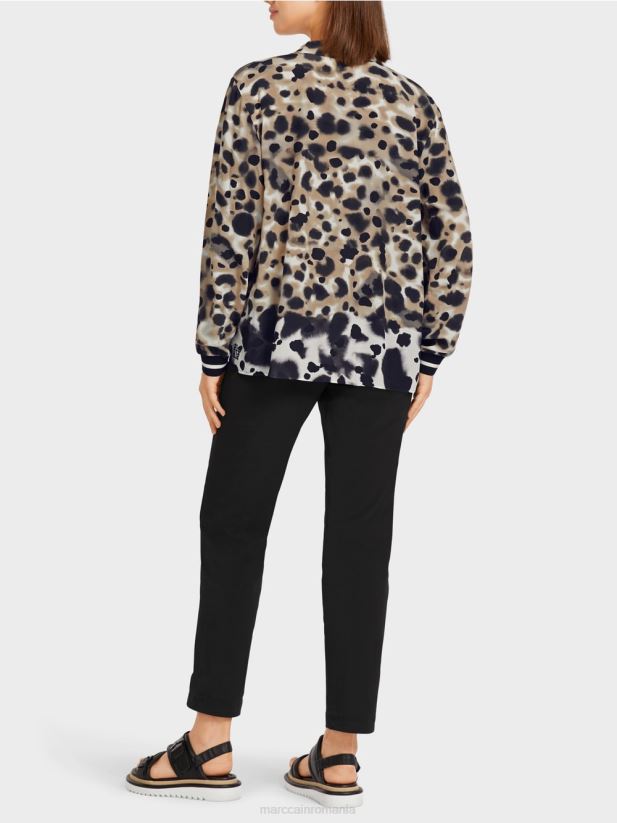 top „rethink together” în stil bluză Marc Cain cafea ușoară îmbrăcăminte 4826HH984