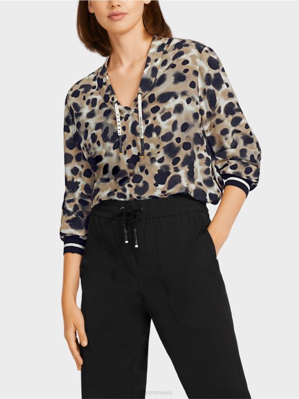 top „rethink together” în stil bluză Marc Cain cafea ușoară îmbrăcăminte 4826HH984