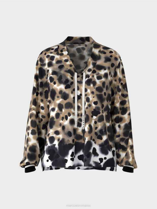 top „rethink together” în stil bluză Marc Cain cafea ușoară îmbrăcăminte 4826HH984