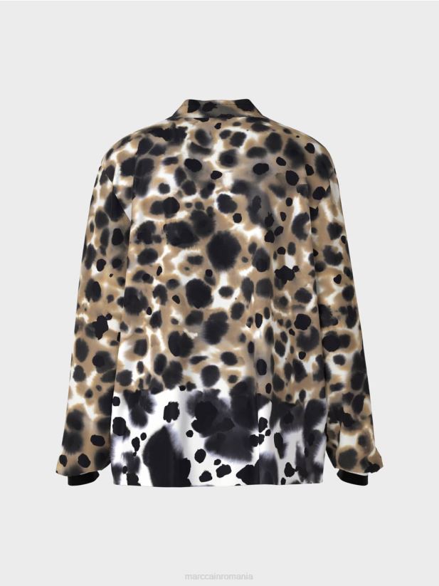 top „rethink together” în stil bluză Marc Cain cafea ușoară îmbrăcăminte 4826HH984