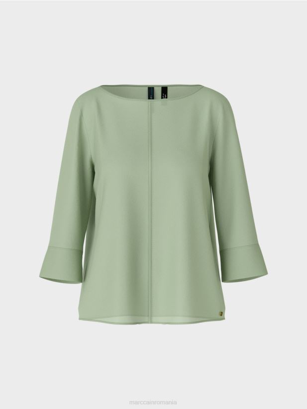 top „rethink together” în stil bluză Marc Cain menta pudra îmbrăcăminte 4826HH1012