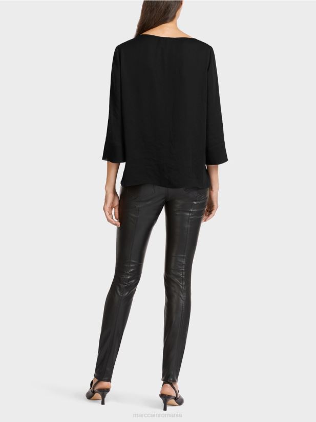 top „rethink together” în stil bluză Marc Cain negru îmbrăcăminte 4826HH1010