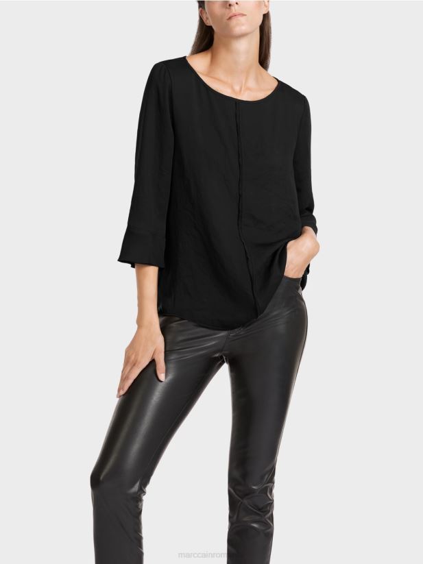 top „rethink together” în stil bluză Marc Cain negru îmbrăcăminte 4826HH1010