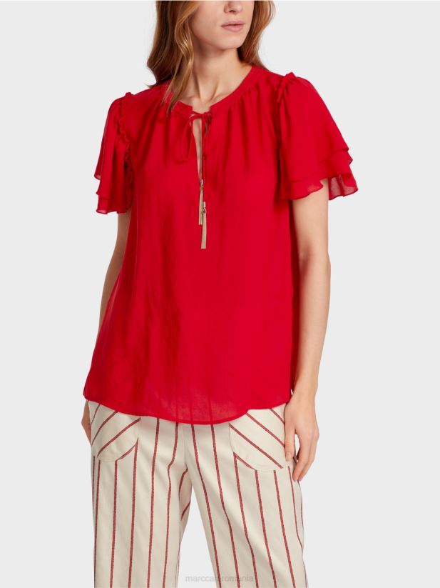 top „rethink together” în stil bluză Marc Cain rosu intens îmbrăcăminte 4826HH910