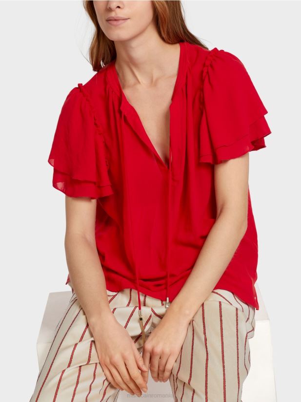 top „rethink together” în stil bluză Marc Cain rosu intens îmbrăcăminte 4826HH910