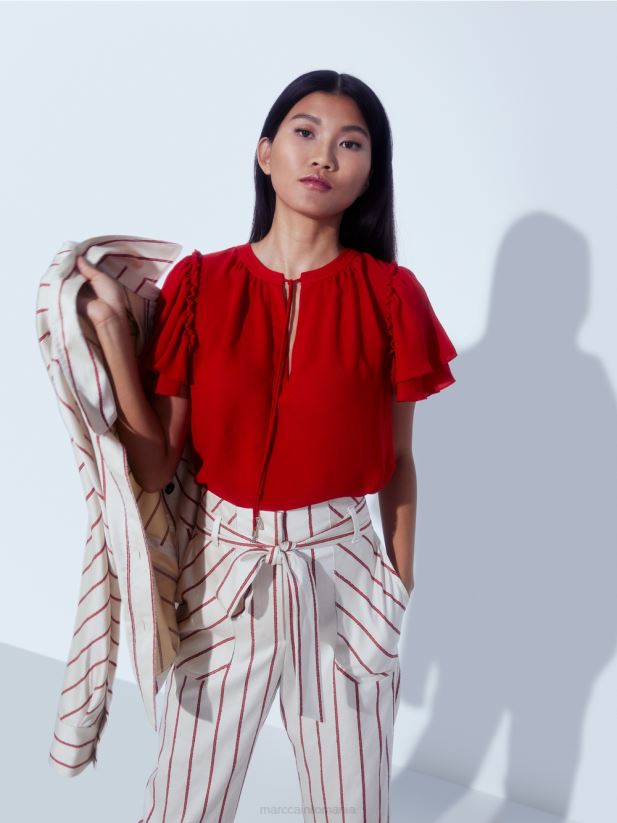 top „rethink together” în stil bluză Marc Cain rosu intens îmbrăcăminte 4826HH910